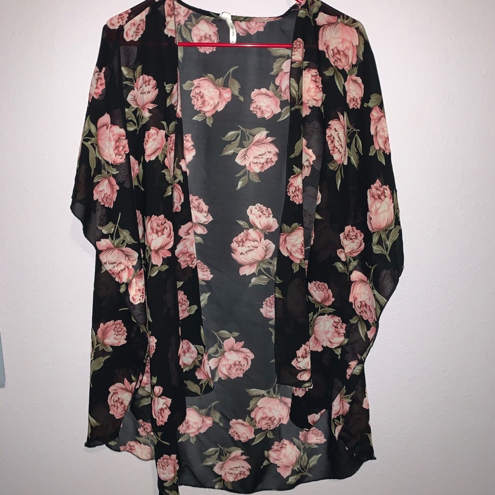 Floral sheer shawl